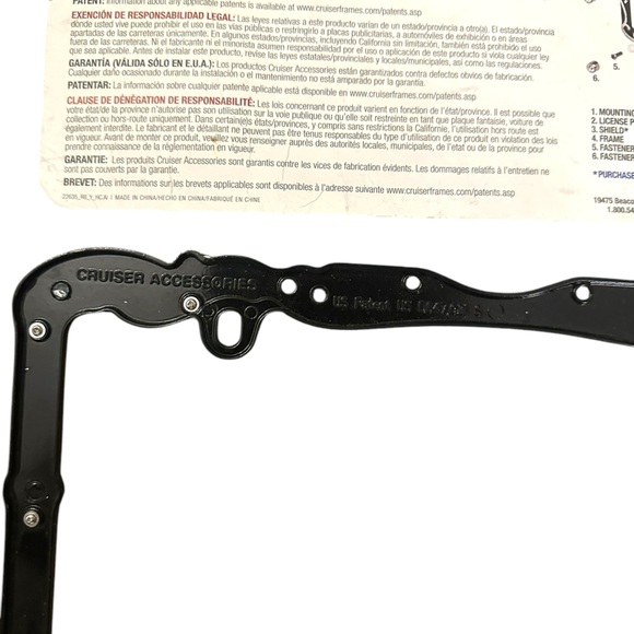 Black & Chrome Princess License Plate Frame & Diamond Bling Fasteners New - Picture 13 of 16